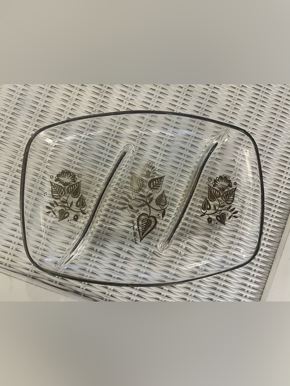 vintage Mid-Century Modern divided glass serving dish designed by Georges Briard